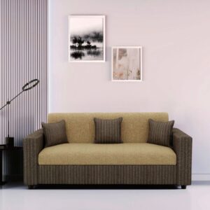 Flipkart Perfect Homes Crete Leatherette and Fabric 3 Seater  Sofa