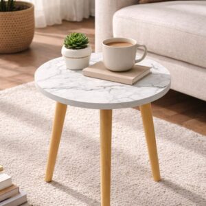 A K Traders Coffee Table Faux Marble Design Table Side Table Solid Wood Side Table (Finish Color - Grey-N, DIY(Do-It-Yourself))